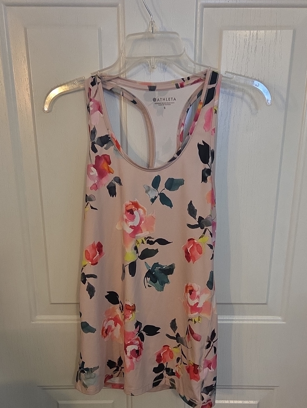 Athleta Pastel Pink Floral Racerback Tank Size Small